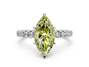 Solitaire Engagement Ring Setting for Fancy Yellow Marquise Center with Shared-Prong Accents and Prong Head in Sterling Silver