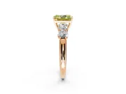 5 Stone Engagement Ring Setting for Fancy Yellow Radiant Cut Center with Graduated Accents and Prong Head in Rose Gold