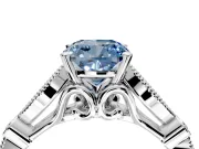 Solitaire Engagement Ring Setting for Fancy Blue Cushion Cut Center with Marquise and Bezel Accents and Prong Head in White Gold