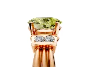 Solitaire Engagement Ring Setting for Fancy Yellow Oval Center with Grooved Bar Accent Band and Prong Head in Rose Gold
