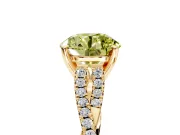 Solitaire Engagement Ring Setting for Fancy Yellow Round Cut Center with Twisted Pave Split Shank and Prong Head in Yellow Gold