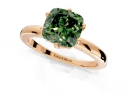 Solitaire Engagement Ring Setting for Fancy Green Cushion Cut Center with Plain Band and Tulip Prong Head in Rose Gold