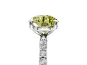 Solitaire Engagement Ring Setting for Fancy Yellow Round Cut Center with Pave Accents and Prong Head in Sterling Silver