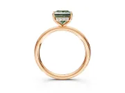 Hidden Halo Engagement Ring Setting for Fancy Green Princess Cut Center with Thin Rounded Band and Prong Head in Rose Gold