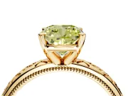 Solitaire Engagement Ring Setting for Fancy Yellow Cushion Cut Center with Scrollwork Band and Prong Head in Yellow Gold