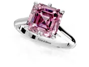 Solitaire Engagement Ring Setting for Fancy Pink Asscher Cut Center with Cathedral Band and Prong Head in Platinum