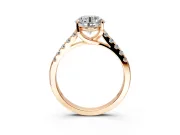Solitaire Engagement Ring Setting for Round Cut Center with Partway Pave Band and Prong Head in Rose Gold