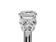 Cluster Engagement Ring Setting for Asscher Cut Center with Round Cut Accent Frame and Prong Head in Sterling Silver