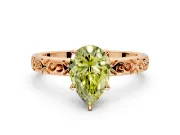 Solitaire Engagement Ring Setting for Fancy Yellow Pear-Shaped Center with Scrollwork Band and Prong Head in Rose Gold