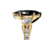 3 Stone Engagement Ring Setting for Fancy Black Marquise Center with Crossover Basket, Pave Band and Prong Head in Yellow Gold
