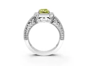 Milgrain Halo Engagement Ring Setting for Fancy Yellow Radiant Cut Center with Pave Band and Prong Head in Sterling Silver