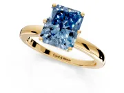 Solitaire Engagement Ring Setting for Fancy Blue Radiant Cut Center with Plain Band and Tulip Prong Head in Yellow Gold