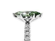 Solitaire Engagement Ring Setting for Fancy Green Marquise Center with Fine Pave Band and Claw Prong Head in Platinum