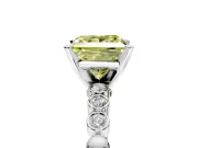 Solitaire Engagement Ring Setting for Fancy Yellow Princess Cut Center with Bezel-Dot Beaded Band and Prong Head in Sterling Silver