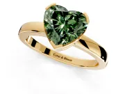 Solitaire Engagement Ring Setting for Fancy Green Heart-Shaped Center with Plain Band and Flat Tab Prong Head in Yellow Gold