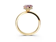 Hidden Halo Engagement Ring Setting for Fancy Pink Heart-Shaped Center with Plain Band and Tall Prong Head in Yellow Gold