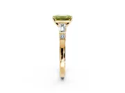 Bar-Set Engagement Ring Setting for Fancy Yellow Emerald Cut Center with Tapered Baguette Accents and Prong Head in Yellow Gold