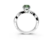 Crossover Engagement Ring Setting for Fancy Green Cushion Cut Center with Pave and Plain Strands and Prong Head in Platinum