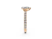 Solitaire Engagement Ring Setting for Pear-Shaped Center with Large Accent Band and Prong Head in Rose Gold