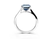 Solitaire Engagement Ring Setting for Fancy Blue Asscher Cut Center with Tapered Shoulders and Prong Head in Sterling Silver