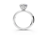 Solitaire Engagement Ring Setting for Princess Cut Center with Wide Knife Ridge Band and Prong Head in Sterling Silver