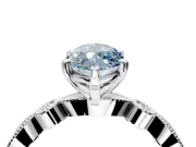 Solitaire Engagement Ring Setting for Fancy Blue Marquise Center with Milgrain Bezel Accents and Prong Head in Platinum