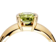 Tension Engagement Ring Setting for Fancy Yellow Emerald Cut Center with Wide Flat Band and Tension Head in Yellow Gold