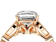 Solitaire Engagement Ring Setting for Asscher Cut Center with Marquise and Bezel Accents and Prong Head in Rose Gold