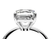 Minimalist Solitaire Engagement Ring Setting for Asscher Cut Center with Thin Band and Prong Head in White Gold