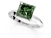 Solitaire Engagement Ring Setting for Fancy Green Princess Cut Center with Wide Knife Ridge Band and Prong Head in Sterling Silver