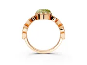 Milgrain Bezel Engagement Ring Setting for Fancy Yellow Heart-Shaped Center with Marquise Stations and Bezel Head in Rose Gold
