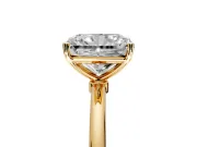 Solitaire Engagement Ring Setting for Radiant Cut Center with Straight Thin Band and Prong Head in Yellow Gold