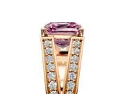 Split Shank Engagement Ring Setting for Fancy Pink Asscher Cut Center with Pave Split Shank and Prong Head in Rose Gold