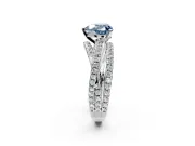 Solitaire Engagement Ring Setting for Fancy Blue Heart-Shaped Center with Woven 3-Strand Pave Band and Prong Head in Sterling Silver