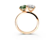 Fancy Green Cushion Cut and Emerald Cut Lab-Grown Diamond Toi et Moi Engagement Ring with Prong-Set Stones in Rose Gold