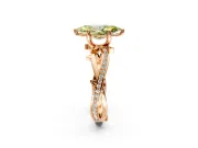 Solitaire Engagement Ring Setting for Fancy Yellow Marquise Center with Pave and Plain Crossover Band and Prong Head in Rose Gold