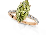 Solitaire Engagement Ring Setting for Fancy Yellow Marquise Center with Micro Pave Band and Prong Head in Rose Gold