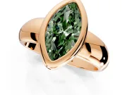 Solitaire Engagement Ring Setting for Fancy Green Marquise Center with Wide Band and Bezel Head in Rose Gold