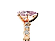 Solitaire Engagement Ring Setting for Fancy Pink Pear-Shaped Center with Bezel-Dot Beaded Band and Prong Head in Rose Gold