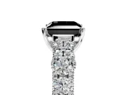 Solitaire Engagement Ring Setting for Fancy Black Princess Cut Center with Pave Cathedral Shoulders and Prong Head in Sterling Silver