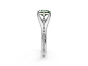 Solitaire Engagement Ring Setting for Fancy Green Asscher Cut Center with Milgrain Cathedral Band and Prong Head in Platinum