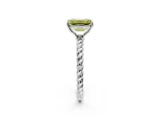 Solitaire Engagement Ring Setting for Fancy Yellow Emerald Cut Center with Plain Twisted Rope Band and Prong Head in White Gold