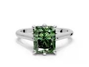 Solitaire Engagement Ring Setting for Fancy Green Radiant Cut Center with Cathedral Band and Prong Head in Sterling Silver
