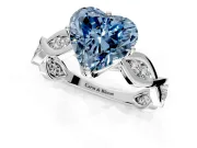 Solitaire Engagement Ring Setting for Fancy Blue Heart-Shaped Center with Accented Twist Band and Leaf Prong Head in Sterling Silver