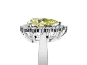 Starburst Halo Engagement Ring Setting for Fancy Yellow Pear-Shaped Center with Flat Cathedral Band and Prong Head in Platinum