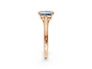 Solitaire Engagement Ring Setting for Fancy Blue Princess Cut Center with Cathedral Band and Prong Head in Rose Gold
