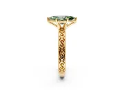 Solitaire Engagement Ring Setting for Fancy Green Marquise Center with Scrollwork Band and Prong Head in Yellow Gold