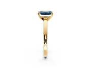 Solitaire Engagement Ring Setting for Fancy Blue Emerald Cut Center with Basket Rail and Prong Head in Yellow Gold