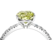 Solitaire Engagement Ring Setting for Fancy Yellow Cushion Cut Center with Large Accent Band and Prong Head in Platinum
