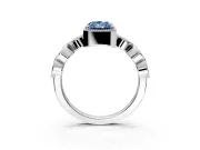 Vintage Station Engagement Ring Setting for Fancy Blue Radiant Cut Center with Accents and Prong Head in Sterling Silver